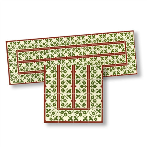 Mosaic Floor Tile Borders, Red and Green