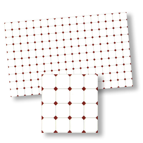 Tile, White with Red Diamonds