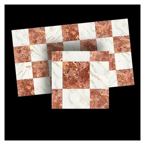 Faux Marble Tile, Copper Tone and White Check