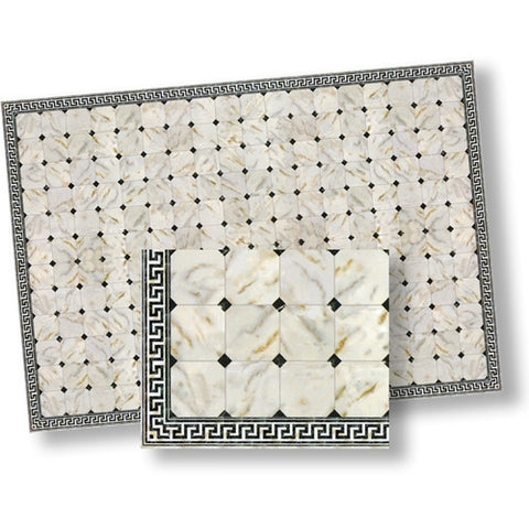 Faux Marble Tile, White with Black Diamond Pattern