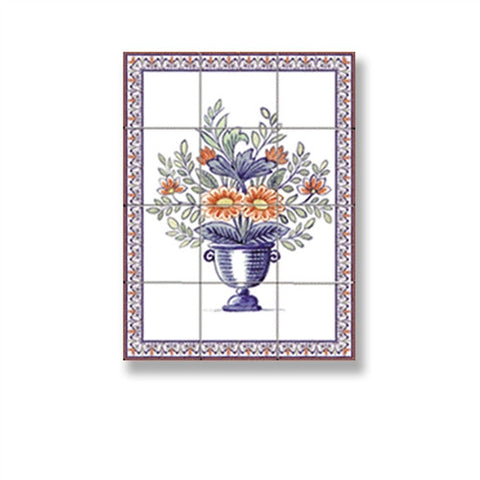 Picture Mosaic Tile Sheet, Urn with Flowers