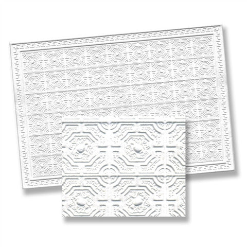 Miniature Scale  embossed faux tin/wood ceiling panel woith and intricate geometric pattern