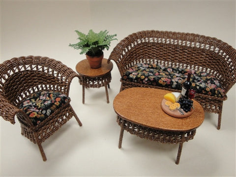 Wicker Set, Five Piece, Natural and Velvet