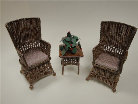 Mission Style Wicker Set, Natural, Three Piece