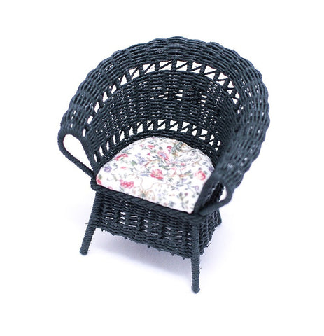 Wicker Chair, Green with Chintz