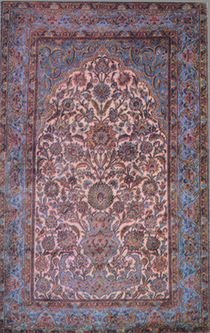 Blue Kashmir Printed Rug, 5X8