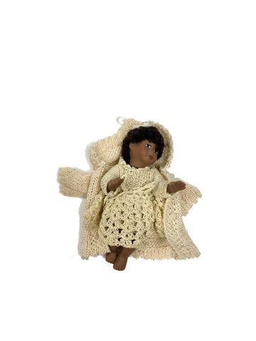 Artisan Baby Girl in Hand Crocheted Dress and Sweater