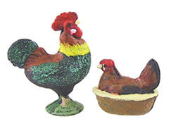 Hen and Rooster Banty, Painted