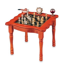 Chess Table with Metal Pieces