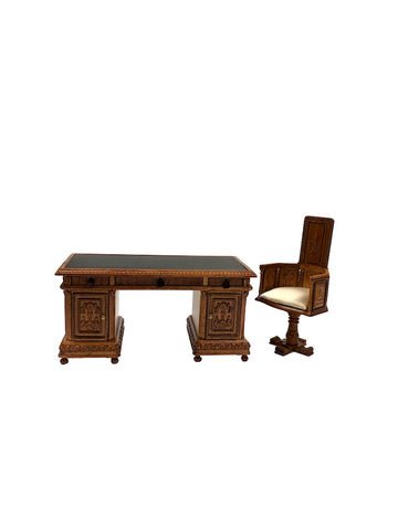Carved Desk & Chair, LAST ONE