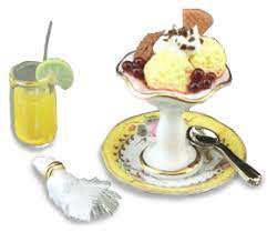 Ice Cream Sundae on Plate, Reutter Porcelain