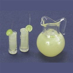 Lemonade Set, Pitcher and Two Filled Glasses