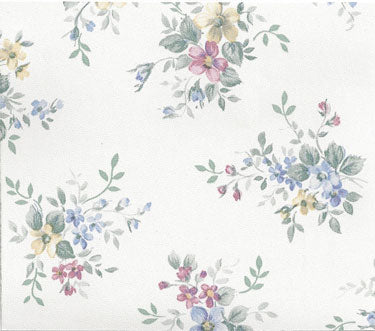 Blue, Rose, Yellow Flowers Prepasted Wallpaper
