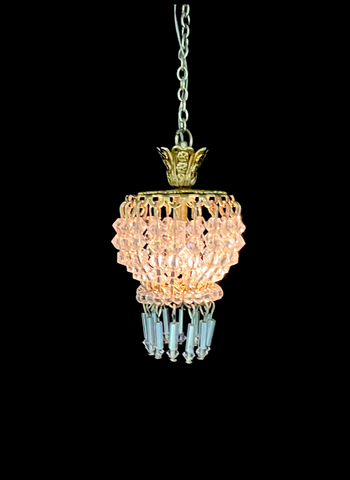 Petite Hanging Lamp with Pink Swarovski Crystals, Style E