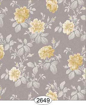 Wallpaper Rose Hill Floral Yellow on Grey Beige
